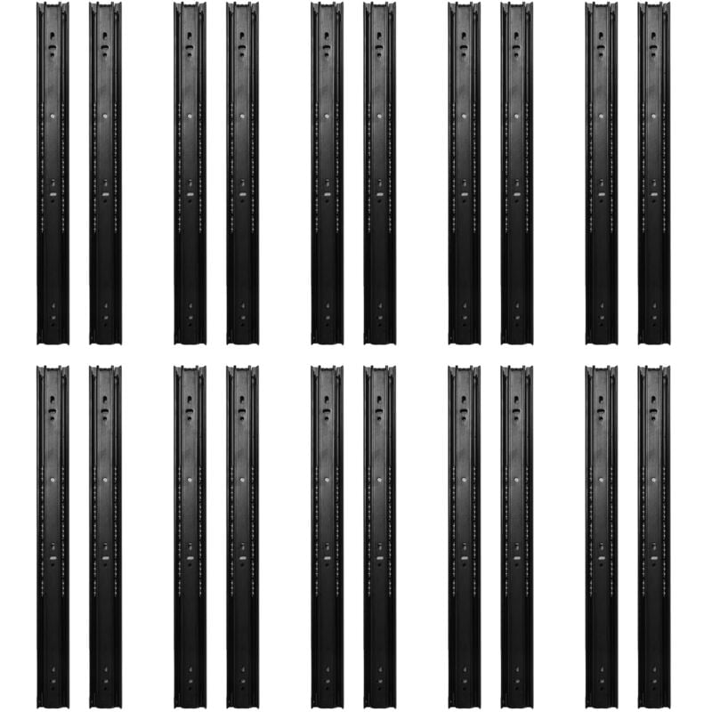 10 paires de glissières de tiroir 3 sections rallonge grand Rail porteur pour Bureau à domicile 18 pouces