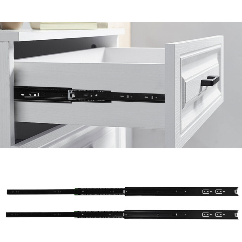 22 Pouces 10 Paires de Glissières de Tiroir 3 Sections Extension Grand Rail De Guidage Porteur Pour Le Bureau à Domicile - Aiducho