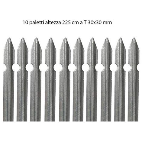 10 Paletti in Ferro Zincato 225 cm Pali per Recinzione con Profilo a T