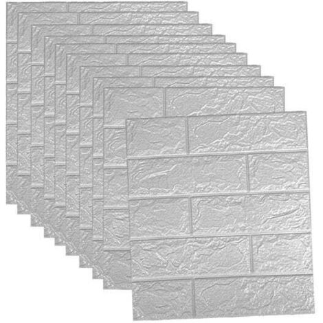10 Paneles Murales 3D Adhesivos – Paredes de Dormitorio, Gris y Plata, Fácil Colocación