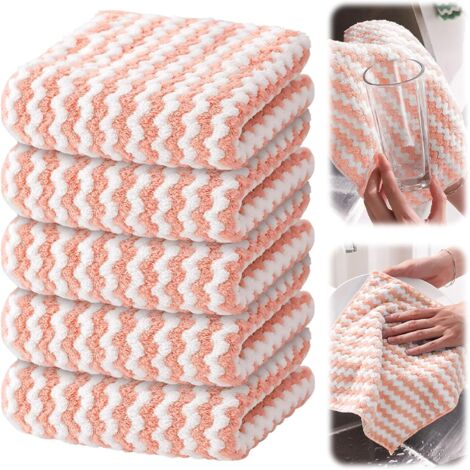 10 panni per il lavaggio - Panni per la pulizia in microfibra, strofinacci riutilizzabili e lavabili, asciugamani in microfibra per auto, panni per la pulizia, rosa