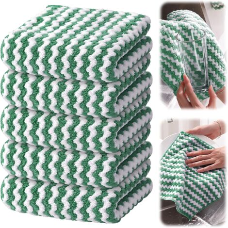 10 panni per il lavaggio - Panni per la pulizia in microfibra, strofinacci riutilizzabili e lavabili, asciugamani in microfibra per auto, panni per la pulizia, verdi