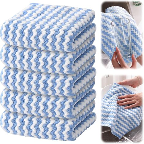 10 paños de limpieza de microfibra, reutilizables y lavables, para coches, color azul
