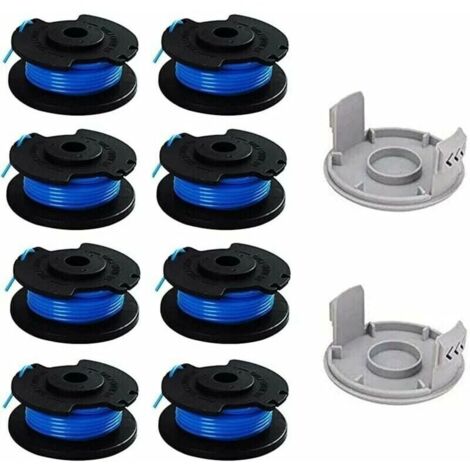 10 paquetes de carretes de repuesto para recortadora de pulgar Ryobi, compatibles con Ryobi One+ AC14RL3A, recortadora de hilo inalámbrica, 8 carretes + 2 tapas de corte