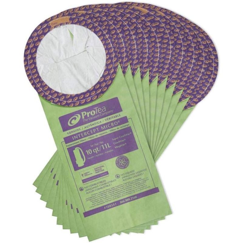 10 paquets de 100331 sacs d'aspirateur à microfiltration, compatibles avec les aspirateurs LineVacer, CoachVac, Super CoachVac et MegaVac