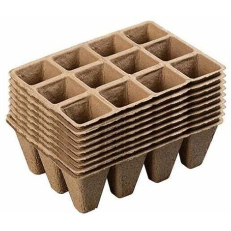 10 Paquets de 120 cellules Pots de graines dégradables Pots de graines en Fibre pour semis ，diamètre : 5 cm, Beige