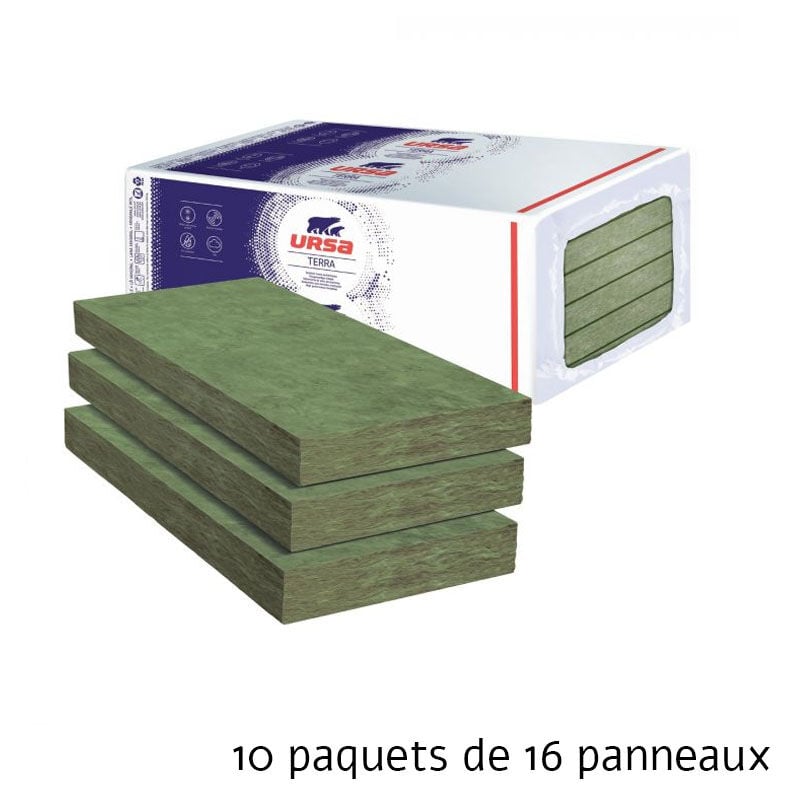 10 paquets de 16 Panneaux Laine de verre Acoustique URSACOUSTIC nue - Panneau 11.52 m² - Ep. 45 mm - Soit 115.2 m² - R 1.1 - Ursa