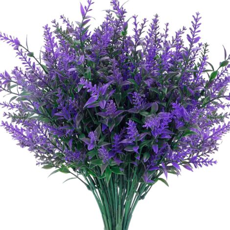 10 Paquets de Fleurs de Lavande Artificielles Résistantes aux UV, Faux Bouquets pour Décoration Intérieure et Extérieure