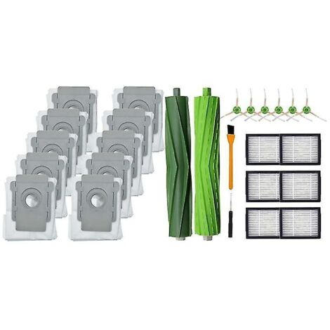 10 paquets de sacs sous vide pour Irobot Roomba I7 I7+/plus S9+ (9550) et 1 brosse à rouleau, brosse latérale