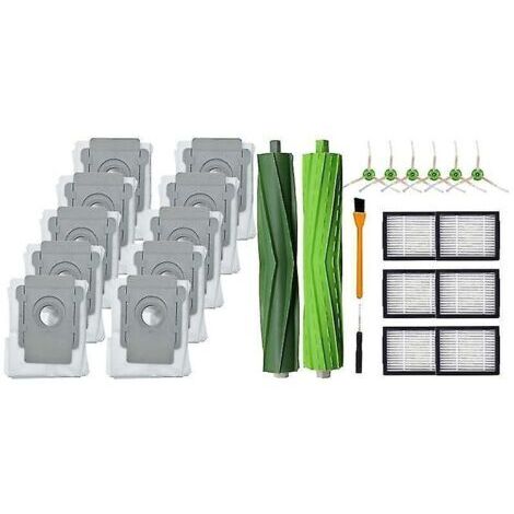 10 paquets de sacs sous vide pour Irobot Roomba I7 I7+/plus S9+ (9550) et 1 brosse à rouleau, brosse latérale