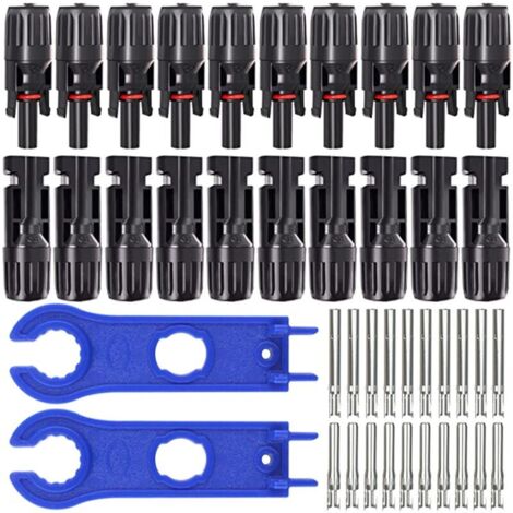 10 pares de conectores de cable fotovoltaico, conectores fotovoltaicos, conectores solares fotovoltaicos con llave hexagonal, macho + hembra, conectores solares para módulos solares, accesorios de cab