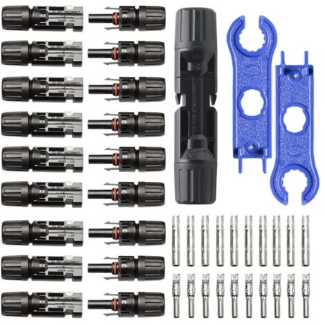 10 pares de conectores solares con 2 herramientas, conector macho/hembra solar, IP67 a prueba de agua, conector fotovoltaico compatible con cable solar de 6 mm² a 4 mm².