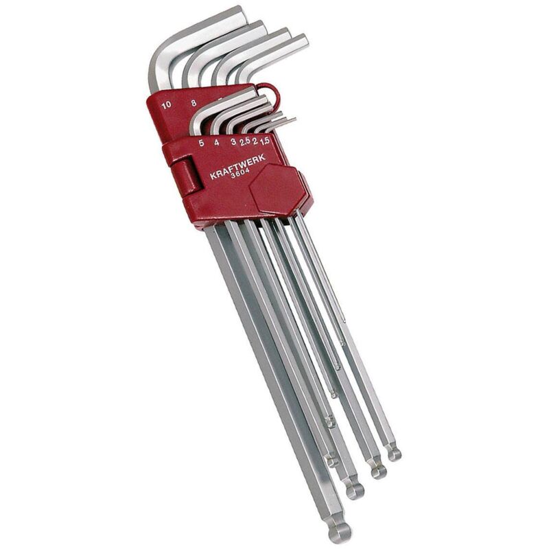 Serie chiavi maschio esagonali ballpoint 1.5-10 mm, 10 pz.