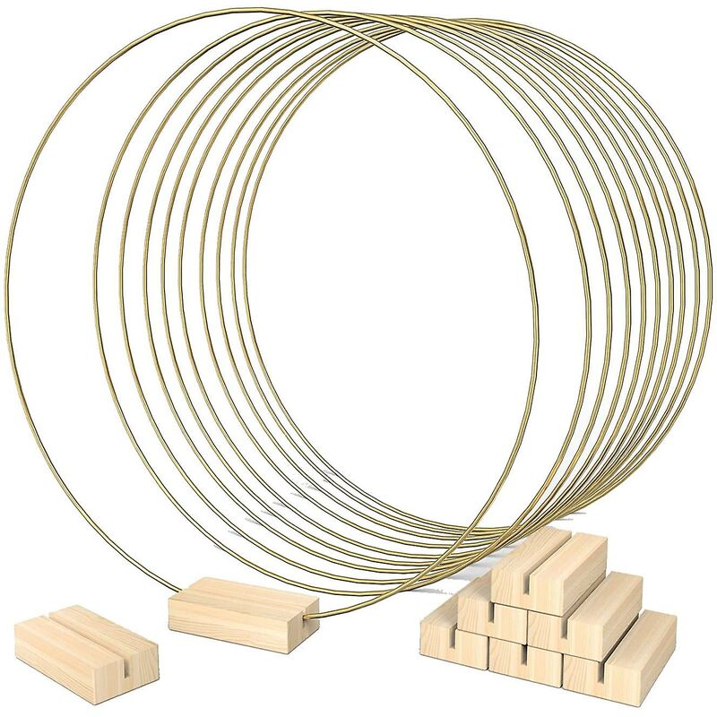 10 Pcs 12 pouces Pièces centrales de cerceau en métal pour table, anneau de couronne en métal avec 10 pcs Place Supports de carte