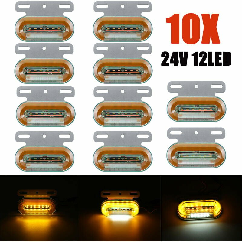 10 pcs 24V 12 led indicateur d'avertissement de clignotant latéral ,jaune ,3000LM,pour remorques de camions