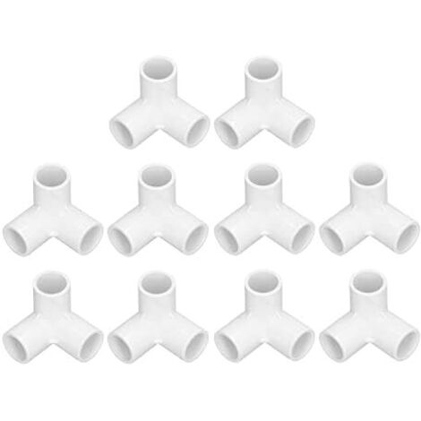 10 PCS 3 Voies Raccords De Tuyaux PVC Connecteurs Plastique Angle Droit Té Coin Connecteur 20mm Diamètre Intérieur pour Conduites D'eau Meubles Blanc -