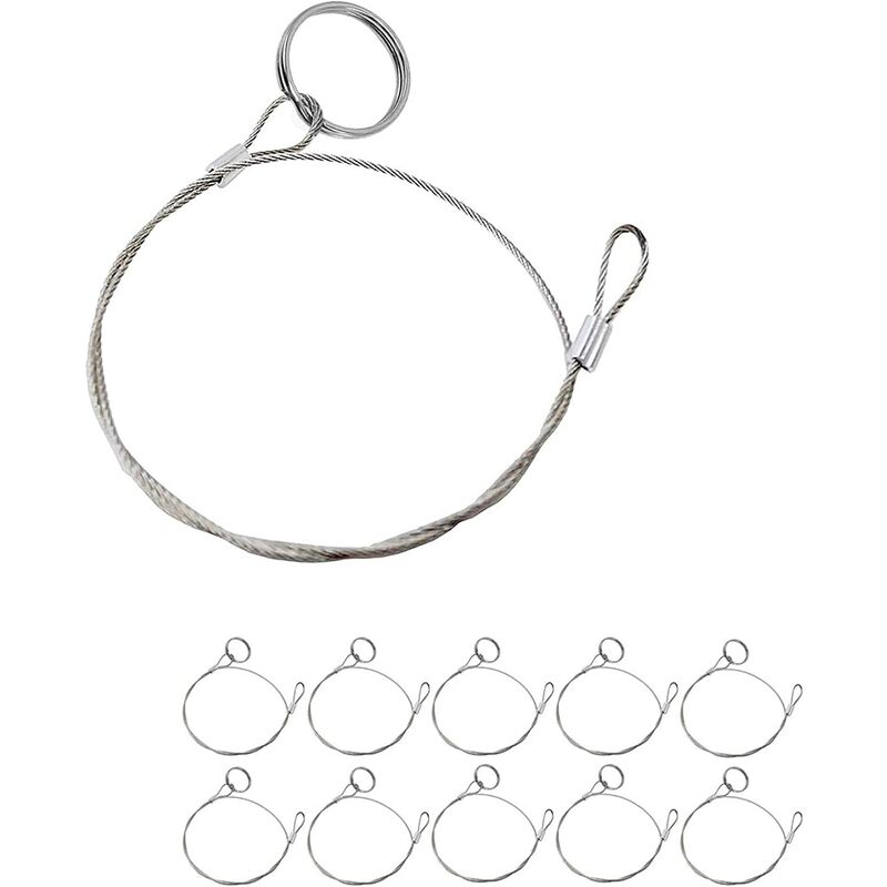 10 pcs 316 En Acier Inoxydable Lanière D'avion Câble De Sécurité Fil De Sécurité Pour La Prévention Des Pertes 2 Boucles Avec Anneau à Dégagement