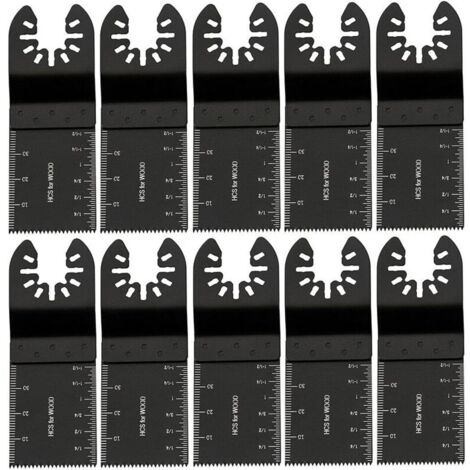 10 pcs 34mm Outil Multifonction Lames Lame Oscillante Outils en Acier au Carbone à Usages Multiples DIY pour Scier Couper Racler Façonner Polir et Enlever le Coulis