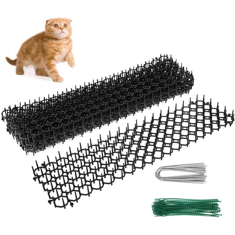 Ulisem - 10 Pcs Anti-Chat avec Pointes 49CM Tapis Répulsif avec Epine Grille Pic Tapis Anti-Chiens pour Maison Clôture de Jardin Intérieur Extérieur