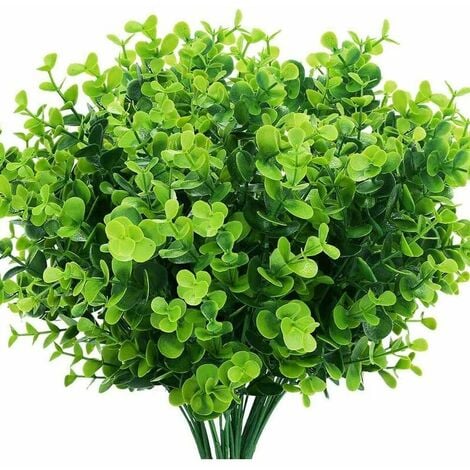10 Pcs Artificial Green Plants without Potting Artificial Foliage Foliage, Plastic Plant, Indoor Outdoor Flower Arrangement for Party, Wedding, Home Decoration