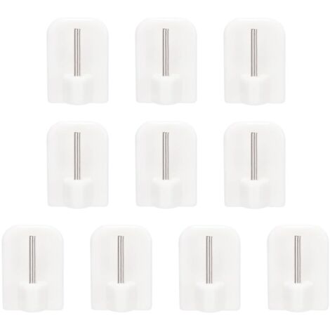10 Pcs Blanc Crochet Rideau - Crochets Auto-adhésifs en Plastique Crochets Autocollant sans Percage Crochets Tringle Rideau pour Salle de Bain, Chambre à Coucher, Cuisine