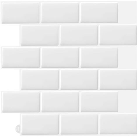 10 Pcs Blanc Sticker Carrelage Adhesif Mural 3d Cuisine Salle de Bain (30.5x 30.5cm)