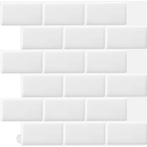 10 Pcs Blanc Sticker Carrelage Adhesif Mural 3d Cuisine Salle de Bain (30.5x 30.5cm)