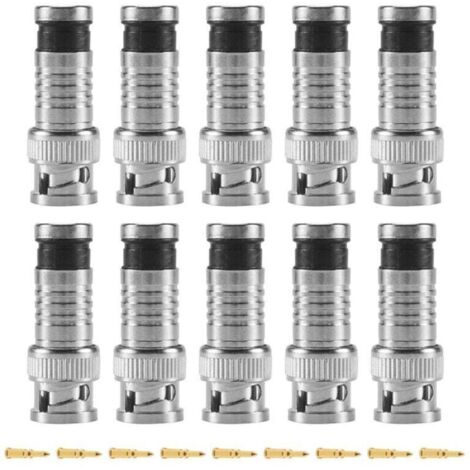 10 pcs BNC Connecteur de compression pour Coax RG59 Cable CCTV Cameras