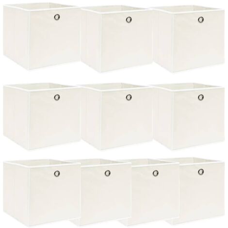 10 pcs Boîtes de rangement, Coffres de rangement Blanc 32x32x32 cm Tissu LKF75863