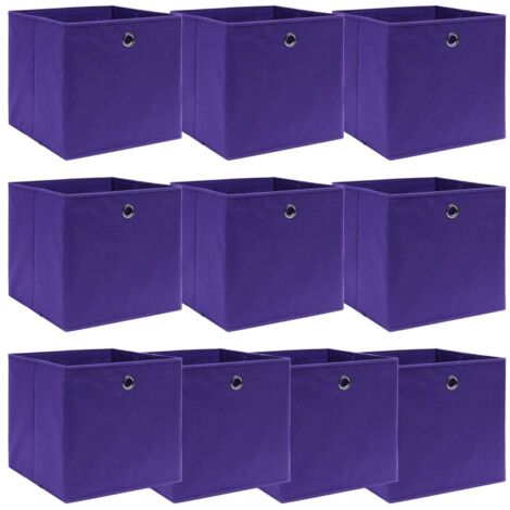 10 pcs Boîtes de rangement, Coffres de rangement Violet 32x32x32 cm Tissu LKF32820