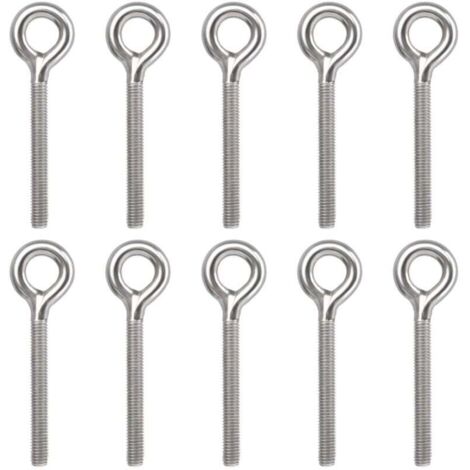 10 PCS Boulon à Oeil M8, Boulon à Oeil Inox Boulon d'Ancrage M8 Boulons Annulaires Boulon à Oeil Inoxydable Vis d'Expansion 304 Vis à Crochet en Acier Inoxydable