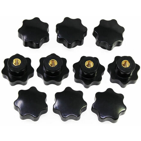 10 Pcs Bouton de Serrage à Filetage en Forme Étoile Poignée en Plastique pour Machines-outils et Meubles - M6