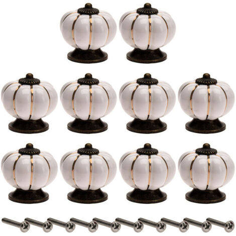10 Pcs Boutons de Tiroir en Céramique 40mm Poignée Meuble pour Placards de Cuisine Beige
