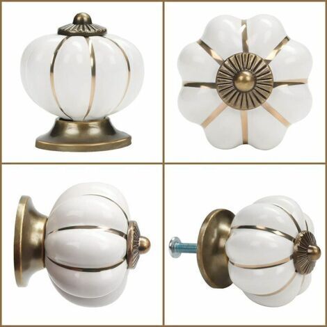 10 Pcs Boutons de tiroir en céramique bouton de meuble pour tiroirs et placards de cuisine (Blanc)