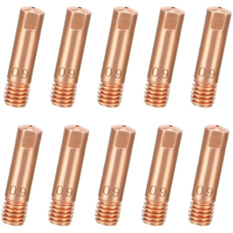 10 Pcs Buse de Soudage pour Mig, Pointe de Contact 0.9mm, Buse de Soudage 0.9 pour Torche de Soudage mb15 MIG MAG AK15 (0,9 x 25 mm)