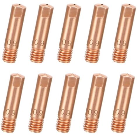 10 Pcs Buse de Soudage pour Mig, Pointe de Contact 0.9mm, Buse de Soudage 0.9 pour Torche de Soudage mb15 MIG MAG AK15 (0,9 x 25 mm)
