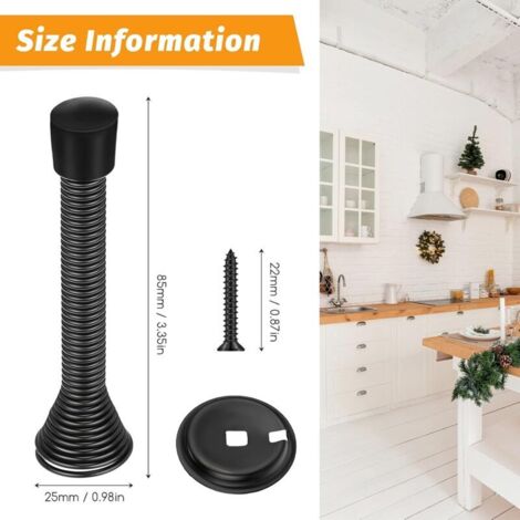10 PCS Butée de Porte à Ressort 85 mm avec Base et Vis (Noir)