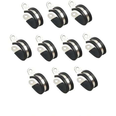 10 pcs câble Pince,Ø 30mm Tuyau de métal Pince Colliers de serrage avec insert serrage pour câble collier de serrage en métal pinces en P pour la fixation de câbles, conduits et tubes