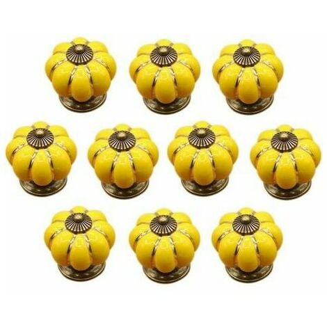 10 Pcs Ceramic Drawer Knobs, Cabinet Knobs for Kitchen Drawers and Cabinets (Yellow) - Yellow