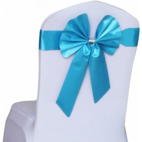 10 pcs Chair Cover Stretch Band With Bow Tie, Spandex Chair Covers Slipcovers For Wedding Party Birthday Banquet Decor Christmas or Events Supplies Chair Decoration Chair Bow Sash (Blue)