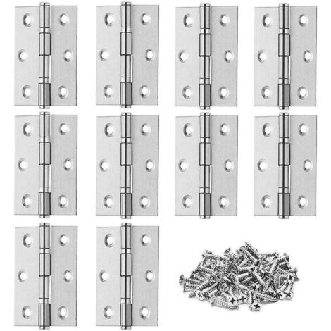 10 Pcs Charnière Pliables Inox pour Piano Meuble Paumelles de Porte pour Placard Fenêtre avec Vis