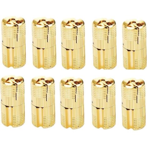 10 Pcs Charnières Cylindriques en Laiton, Caché Charnière Invisible Tonneau pour DIY Porte en Bois Armoire Caravane, 10 mm