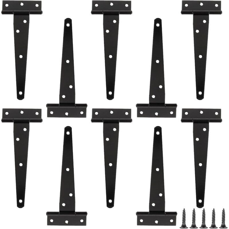 Tigrezy - 10 Pcs Charnières en t 6 Pouces, Charniere Porte Lourde en t, Charnières de Portes en t avec 70 Vis, Charnières Porte Robuste pour Portes,