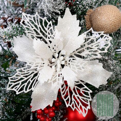 10 PCS Christmas Decoration Flowers Tree Hanging Holiday Xmas Decor