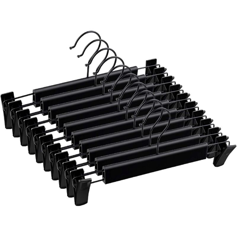 10 Pcs Cintres de Pantalon, Plastique et Métal Conception antidérapante, pour Jupes, Pantalons, Pantalons, Jeans