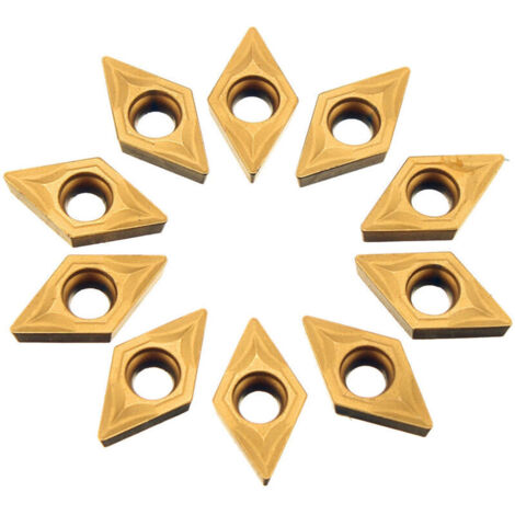10 Pcs CNC Inserts en Carbure, Forme Losange Plaquettes en Cutter Tour, Lame en Carbure Indexable Pour Tour Outil de Tournage
