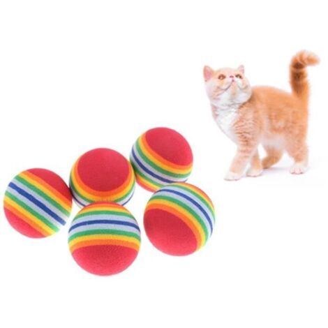 10 pcs Colorful Ball Jouets Doux Mousse Arc-en-Animal Jouets Petites Boules Pet Jouet Balle en Mousse Souple pour Chat Arc-en-Ciel