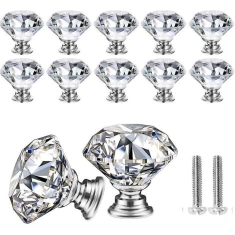 10 Pcs Cristal Tiroir Boutons Commode Meubles Boutons En Alliage De Zinc Cristal Verre Meubles Bouton Poigne Garde-robe Tirer Poignes Meubles