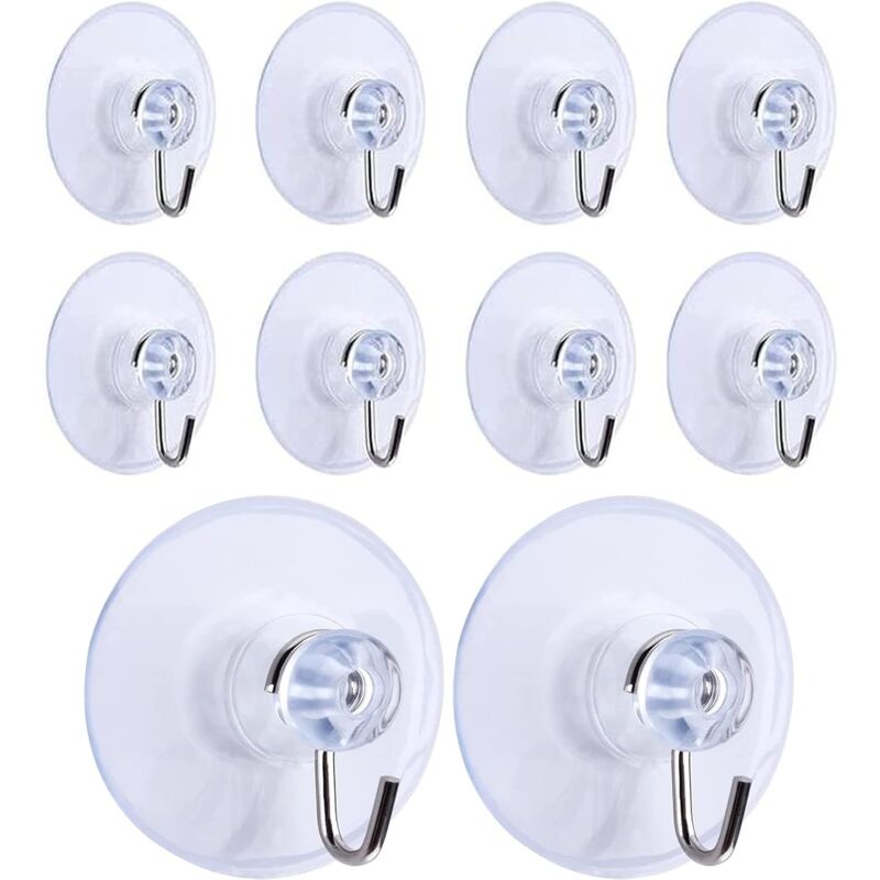 Memkey - 10 Pcs Crochets à Ventouse, Amovible Transparent Ventouse Ventouse Crochets Muraux Cintre pour Salle De Bains Cuisine Serviette De Douche