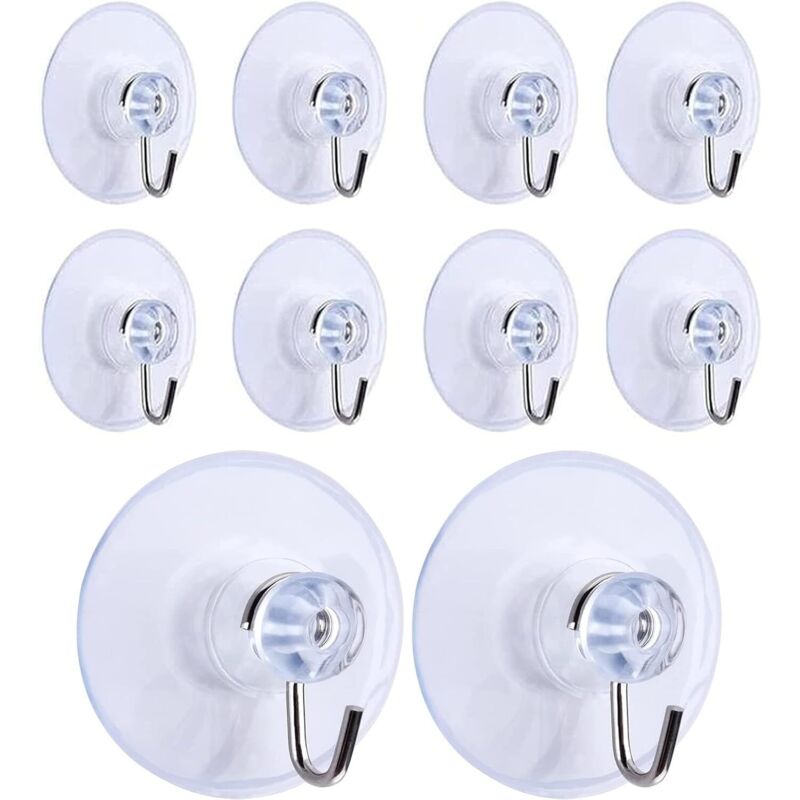 10 Pcs Crochets à Ventouse, Amovible Transparent Ventouse Ventouse Crochets Muraux Cintre pour Salle De Bains Cuisine Serviette De Douche Crochets